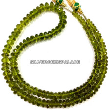 AAA Natural Green Peridot Faceted Beads Rondelle Oilish Necklace Gemstone Beads.