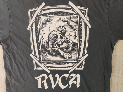 RVCA Vintage Wash Mens S Black T Shirt Serpent Snake Slithering