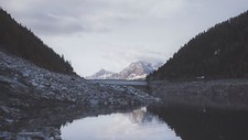 Landscape nature mountains lake dam snowy Custom Gaming Mat Desk