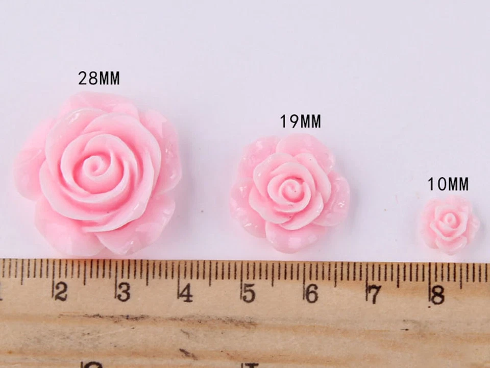 Artesanía Hágalo Usted Mismo Color Resina Rosa Flor Cabujón 20mm Adorno 50/100 un. Foto 3 de 4