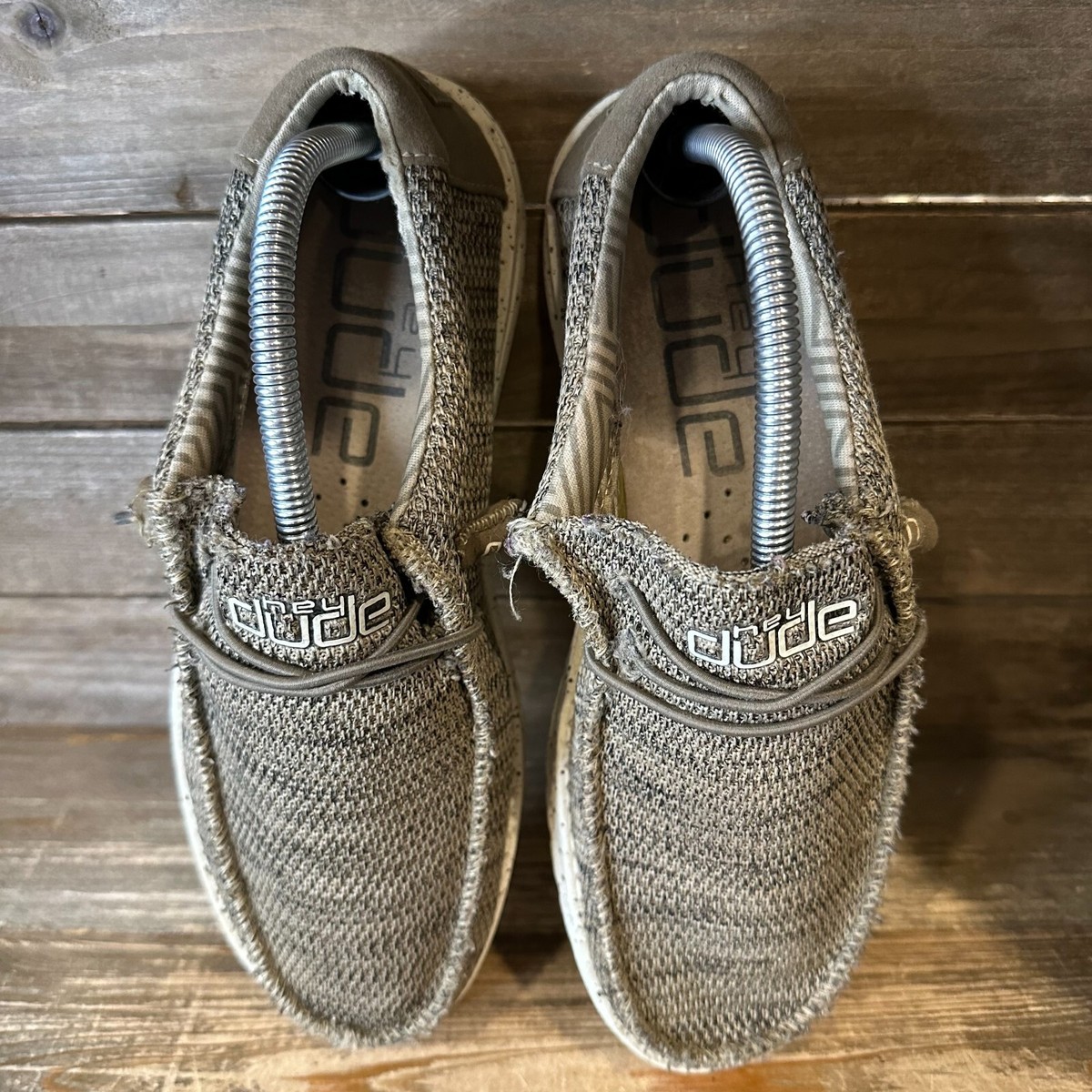 Mens Hey Dude Wally Sox Brown Woven Comfort Casual Loafers  display picture 2