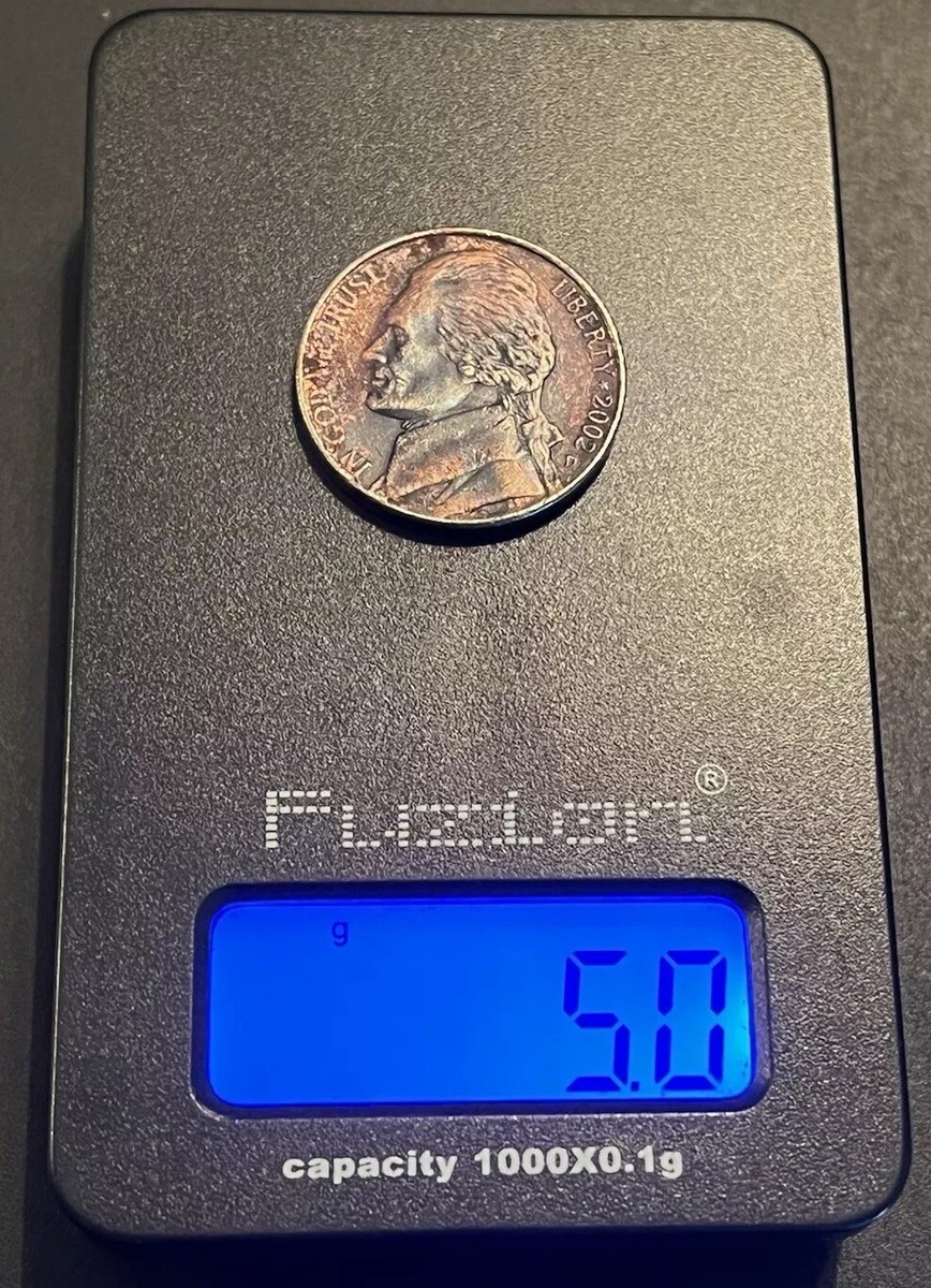 2002-D Jefferson Nickel With Error (Improperly Annealed On Obverse