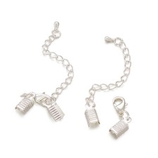 10 Pcs Silver Color Brass Clasp Clip Ends Set Lobster Claw Clasp with Cord Crimp