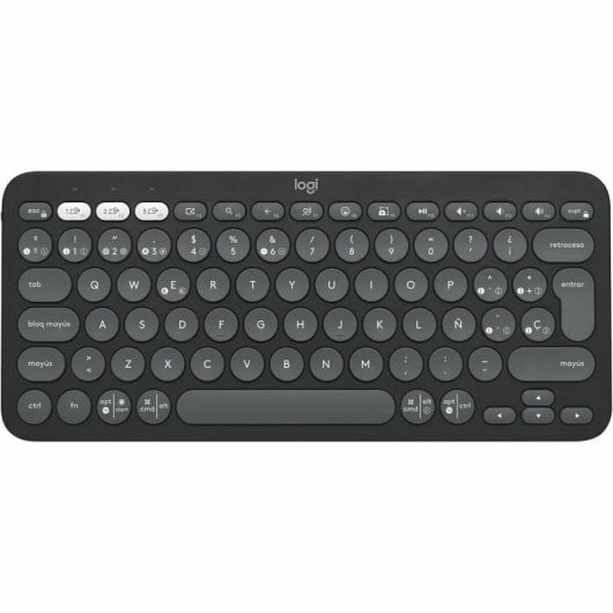 Tastiera Wireless Logitech Pebble Keys 2 K380s Qwerty in Spagnolo Nero Grigio