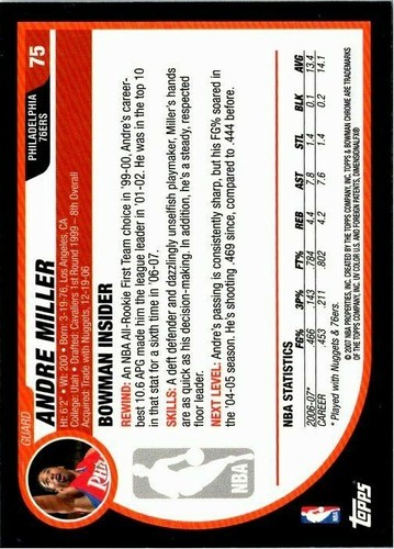 2007-08 Bowman Chrome Basketball -Pick Choose Your Cards  - Picture 73 of 117