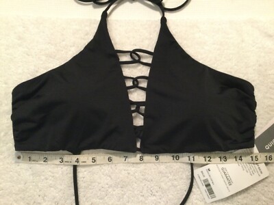 NWT Athleta M 8 10 Aqualuxe Loop Black High Neck Halter Bikini Top 210902
