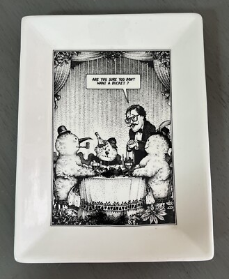 Bob Johnson 2005 Wine Talk Wine Cartoons, 5604 Snowman Small Platter - In Box