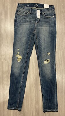 Womens White House Black Market Blue Denim Jeans Size 2R Mid Rise Slim NWT $120