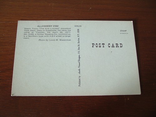 VINTAGE PHOTO POSTCARD ALLEGHENY 2102 ON THE CURVE AT TRANSFER PA Unposted 1977 - Picture 2 of 2