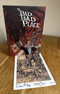 The Bad Bad Place by David Hine 2019 DOUBLE SIGNED & DOODLED UK 1/1 HB + PRINT