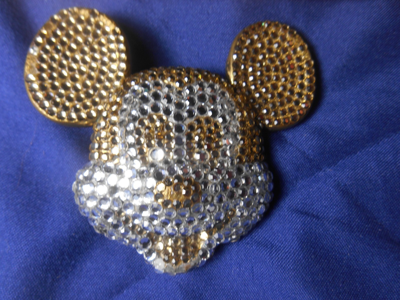 Rare Mickey Mouse Solid Brass Rhinestones Belt Bu… - image 1
