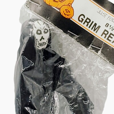 Grim Reeper Figurine Fabric Wire Hand Painted 8.5'' High Halloween Just For Keeps