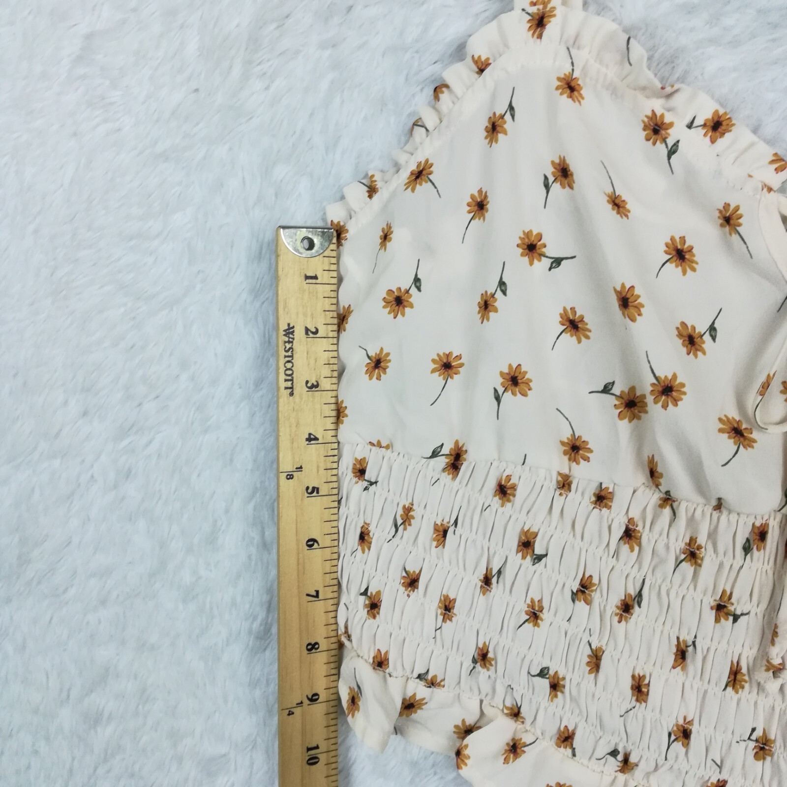 Sienna Sky Womens Blouse Cropped Cream Daisy Gardencore Ruffle Prairie Boho XL