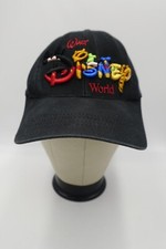 Vintage Walt Disney World Embroidered Logo Black Snapback Hat Mickey Tigger Pooh