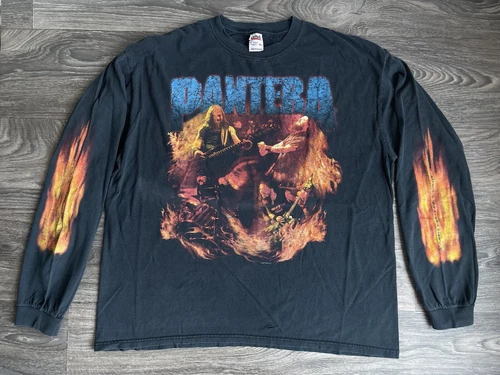 Pantera Shirt Long Sleeve Flame Fire Rock Metal Ban 2000s vintage concert t-shirt, vintage, size XL, single stitch, B+ condition