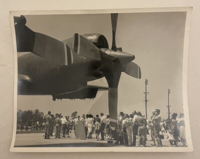 Vintage Lockheed C-130 Hercules Aircraft Photo Public Display Crowd