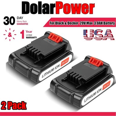 2-Pack 20V 3.0Ah For Black and Deck 20V Max Lithium-Ion Battery LBXR20 LBXR2020