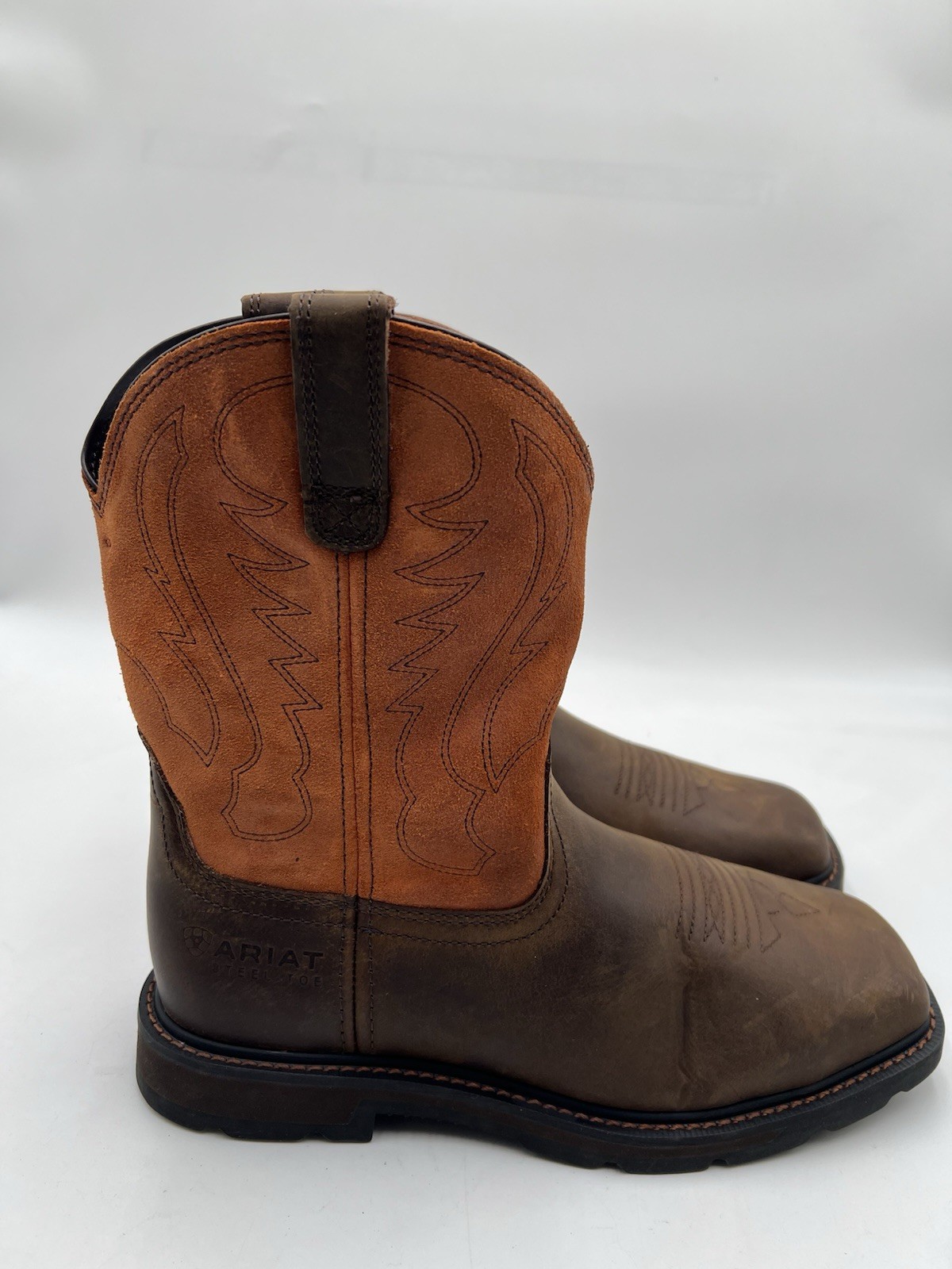 's Groundbreaker Square Toe Western Work Boots Size 9ee