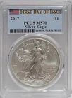 2017 $1 American Silver Eagle PCGS MS70 First Day Of Issue