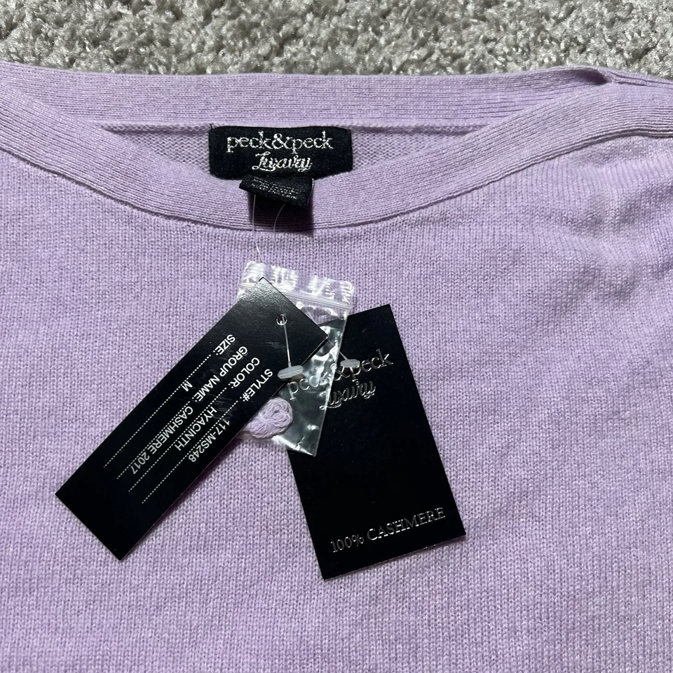 NWT Peck & Peck Cashmere Pure Sweater Light Lavender Purple Womens Medium Soft - Image 2 of 4
