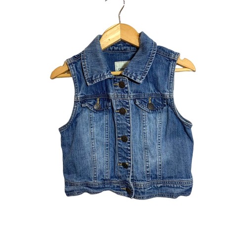Mädchen Cherokee ärmellos Knopfleiste blau Jeans Denim Weste Größe M 7/8 - Bild 1 von 10