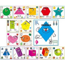 15 PCS Shape Posters, Shapes Learning Bulletin Board Set School Decoration Su...