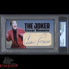 Cesar Romero signed Cut 3x5 Custom Card PSA DNA Slab Batman Joker Auto C5703