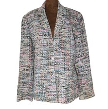 Doncaster Blazer Jacket Tweed Size 10 Colorful Silk Blend Women's