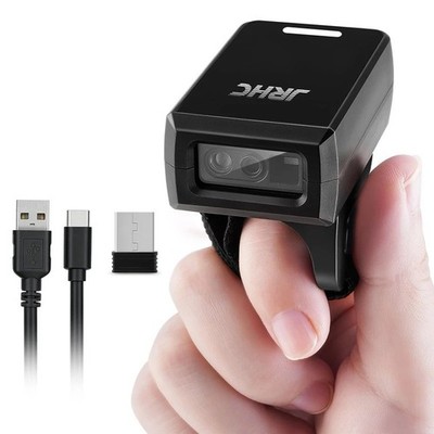 JRHC Wearable Ring Barcode Scanner 1D 2D QR Wireless 2.4G Bluetooth Mini