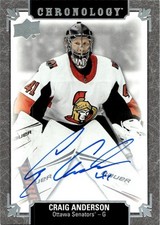 2019-20 UD CHRONOLOGY FRANCHISE HISTORY AUTOGRAPH CRAIG ANDERSON AUTO OTTAWA
