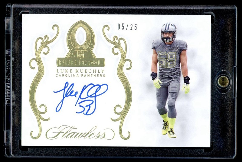 2019-20 Panini Flawless Pro Bowl Luke Kuechly On Card Autograph Auto Gold /25