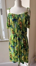 Oasis Summer Dress Multi Colour Floral Bird Print Size M No Belt