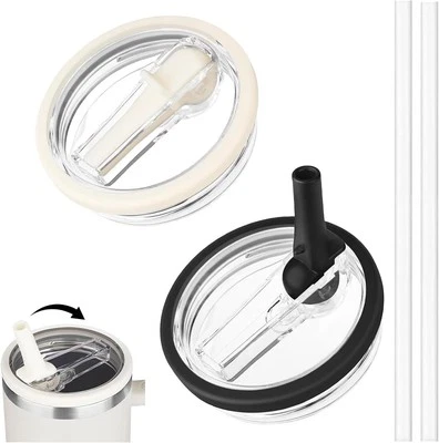 2 Packs 40 oz Replacement Tumbler Flip Straw Lid for Stanley Cup With Straw