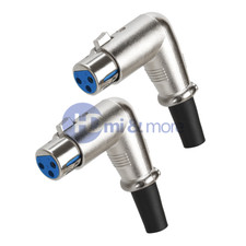 XLR 3 Pin Female Jack Connector Mic Microphone Right Angle 90 Degree - LOT of 2
