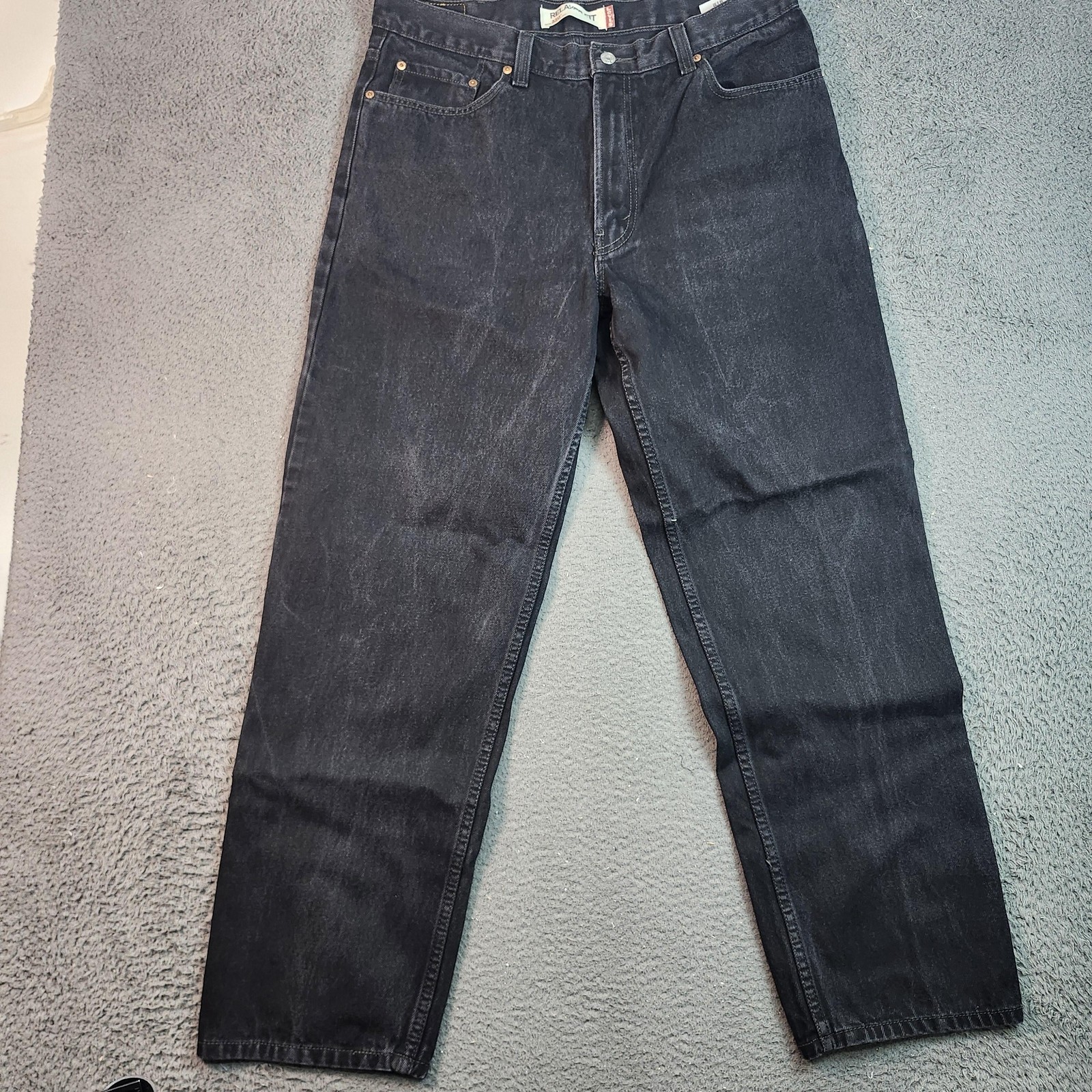 Levis 550 Jeans Mens 38x32 Black Relaxed Fit Tapered Leg Denim Dark Wash Casual