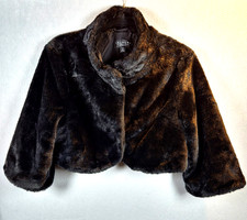 Cropped Black Jacket Faux Fur Shrug Laundry By Shelli Segal Women  s L