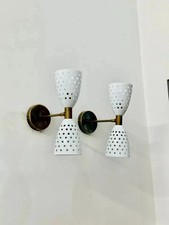 Wall Sconce Mid Century 1950's Style Italian Stilnovo Sconce Lighting Pair