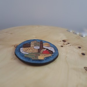Yair Ceramic Art "Jerusalem the Center of the Jewish World" Round Wall Plaque