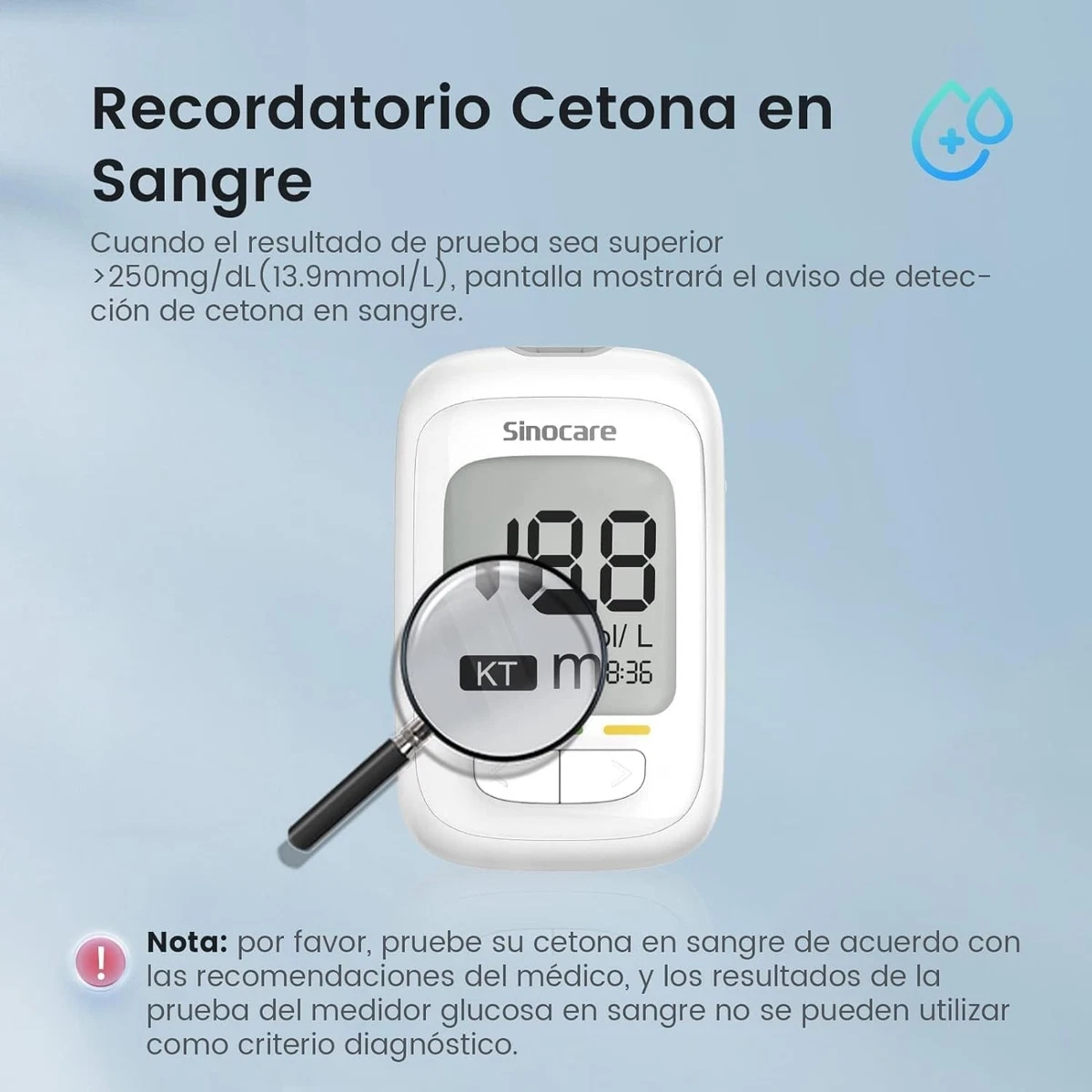 Sinocare Medidor kit de prueba de glucosa con 100 tiras reactivas Safe AQ pro Ⅰ