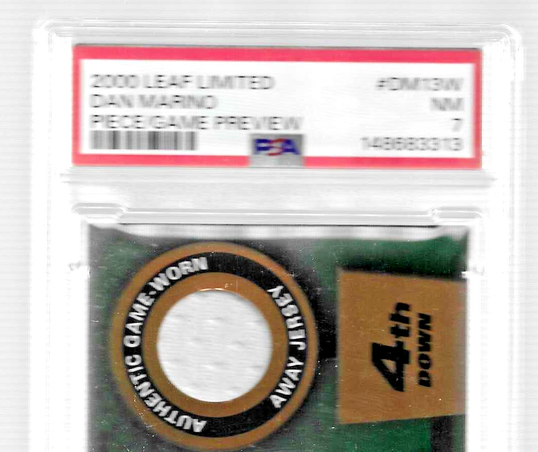 2000 LEAF LIMITED NFL CARD HOF DAN MARINO PSA 10 POP 1 GAME WORN JERSEY SWATCH view 2
