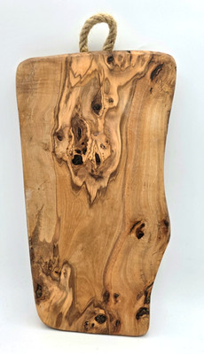 Olive Wood Serving Board Natural Edge Rustic Charcuterie Bread Tray Vtg