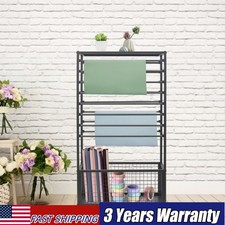 Black Scarf Rack Hangers Organizer Iron Basket Belt Tie Display Stand W/ 4Wheels