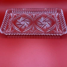 VINTAGE BOHEMIAN 24% PBO LEAD CRYSTAL 8" PINWHEEL, TRAY/RELISH/CANDY OR NUT DISH