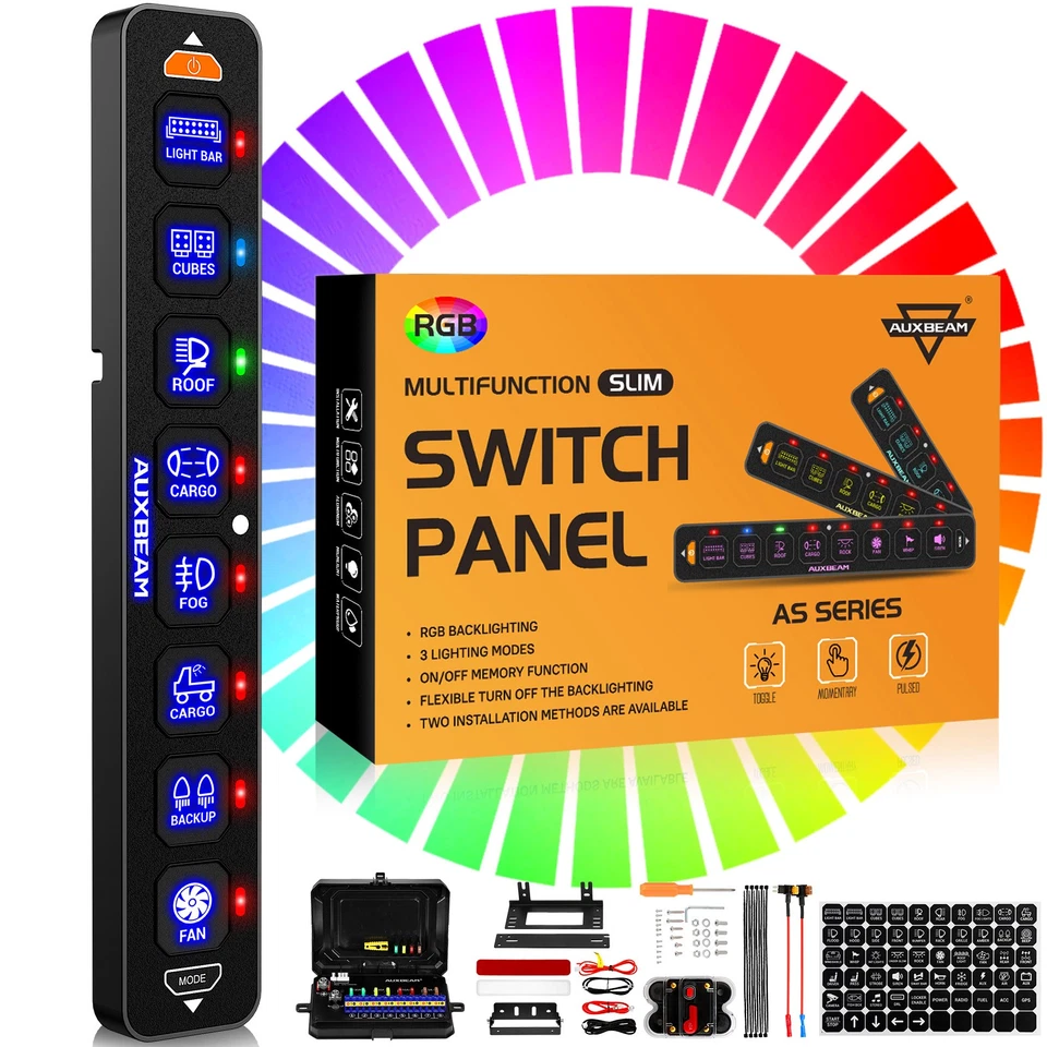 Panel de interruptores Auxbeam AS-R80 8 velocidades RGB para Chevrolet Express 1500 2500 1996-2017 Foto 2 de 4