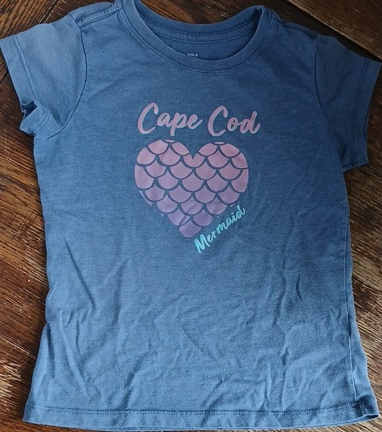 Cuffy's Girls CAPE COD Mermaid Graphic Tee Blue S (7) Crew Neck Short Sleeve