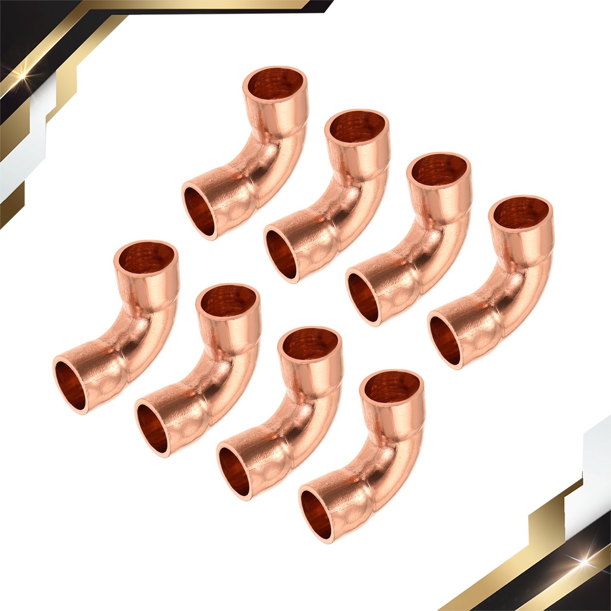 8Pack 90 Degrees Elbow Copper Pipe Fitting Brazing Connection 1/4" ID
