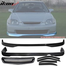 Fits Civic 99-00 Front + Rear Bumper Lip + ABS Front Grill + Sun Window Visor