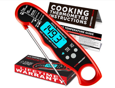 Alpha Grillers Instant Read Meat Thermometer Digital LCD Cooking BBQ Food