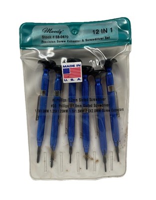 Moody Acu-Min Precision Miniature Screwdriver Set 6pc Cross Recess Phillips
