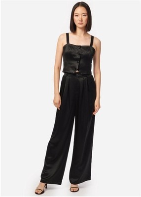 Noura Satin High-Rise Wide-Leg Pants Size 6